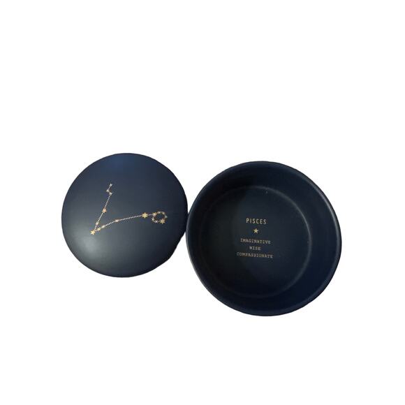Fringe Pisces Zodiac Star Sign Ceramic Trinket Jar Lid Dish Navy Constellation - Picture 3 of 5